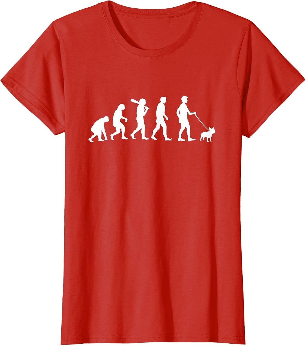 Funny French Bulldog Human Evolution Graphic Design T-Shirt - Red