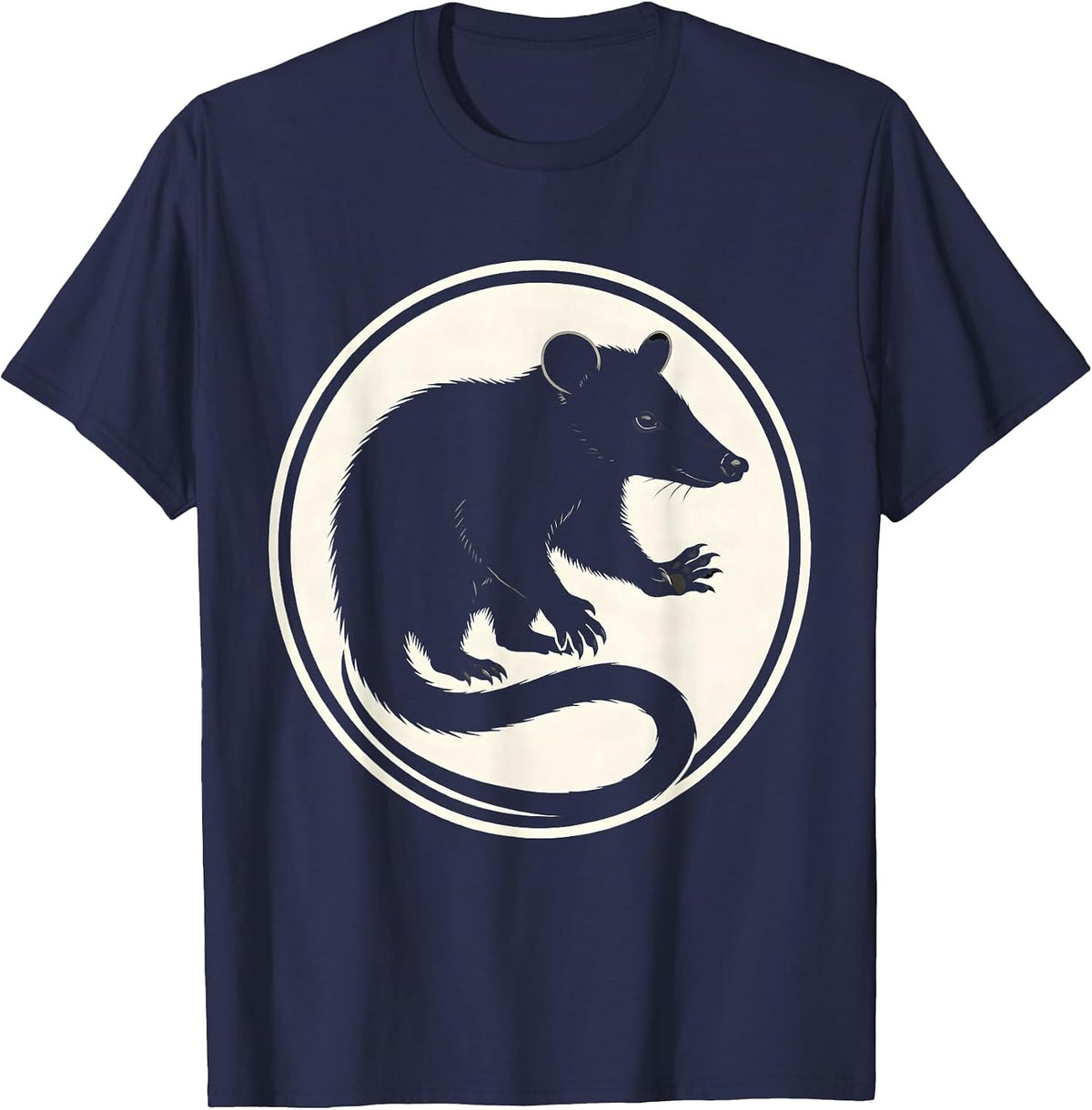 Men's Sealed Opossum Badge Funny Animal Meme Absurdist Humor T-Shirt - Navy Blue