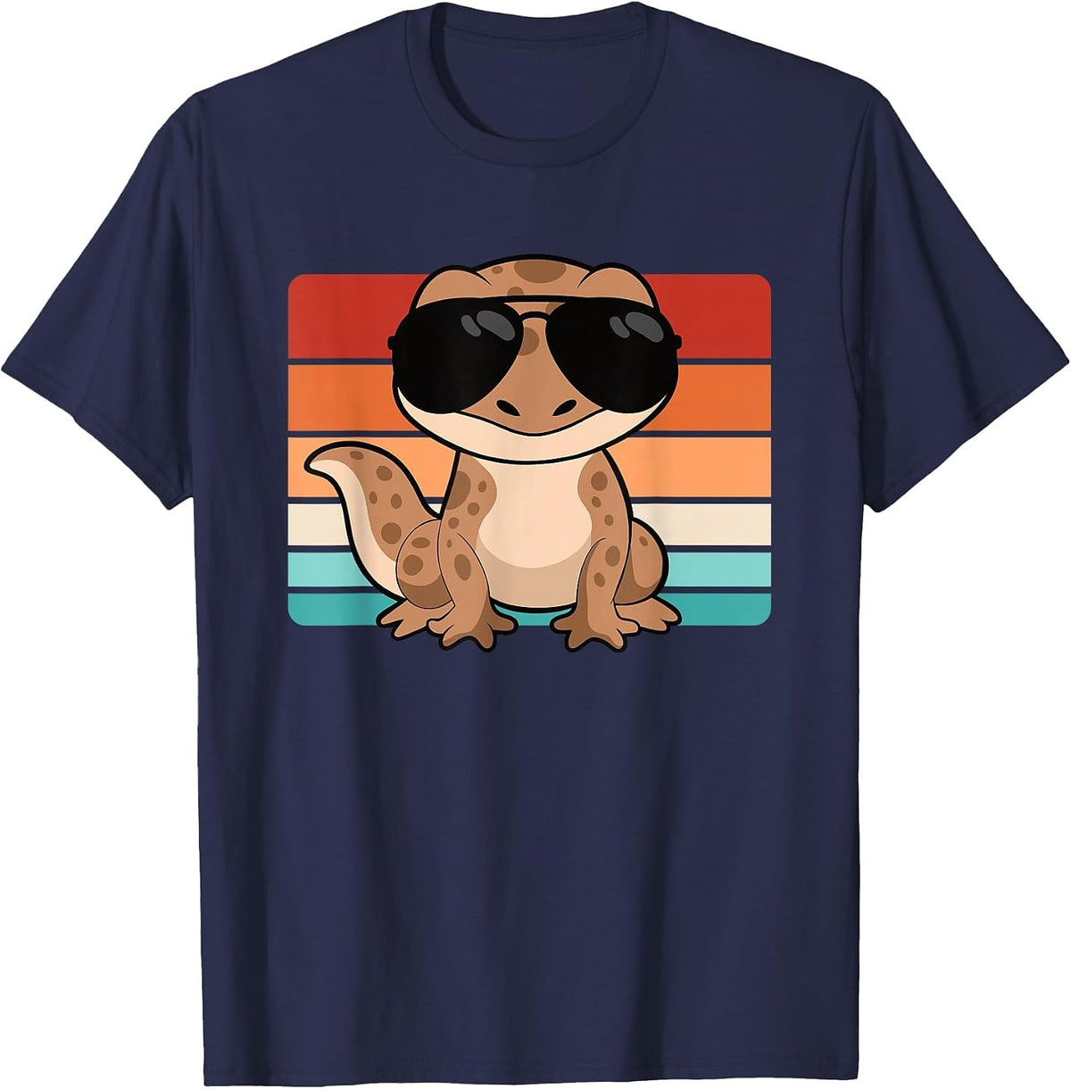 Cool Retro Leopard Gecko Lover Funny Lizard Men Boys Kids T-Shirt - Navy Blue