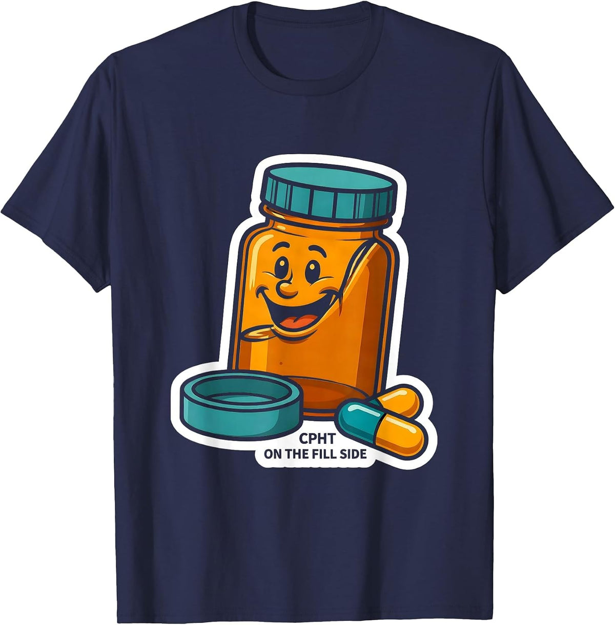 Men's CPhT On The Fill Side Cute Pharmacy Tech Humor T-Shirt - Navy Blue