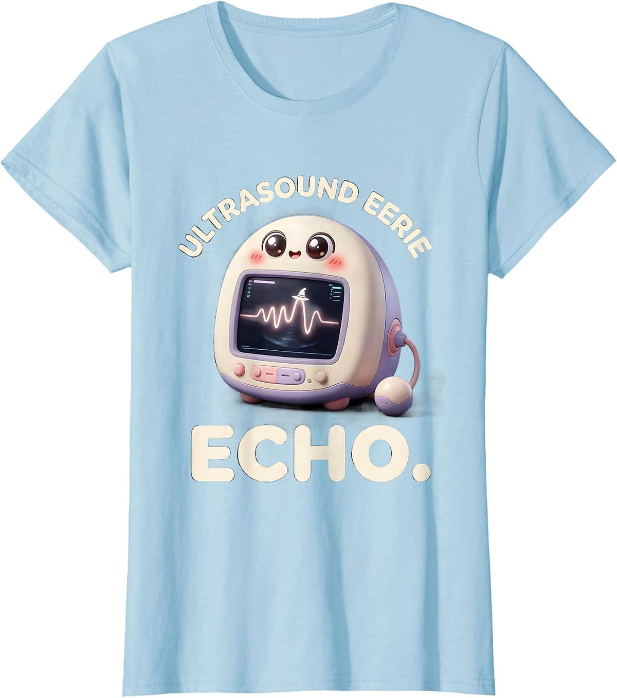 Women's Ultrasound Eerie Echo Cute Kawaii Halloween Radiology Tech T-Shirt - Baby Blue