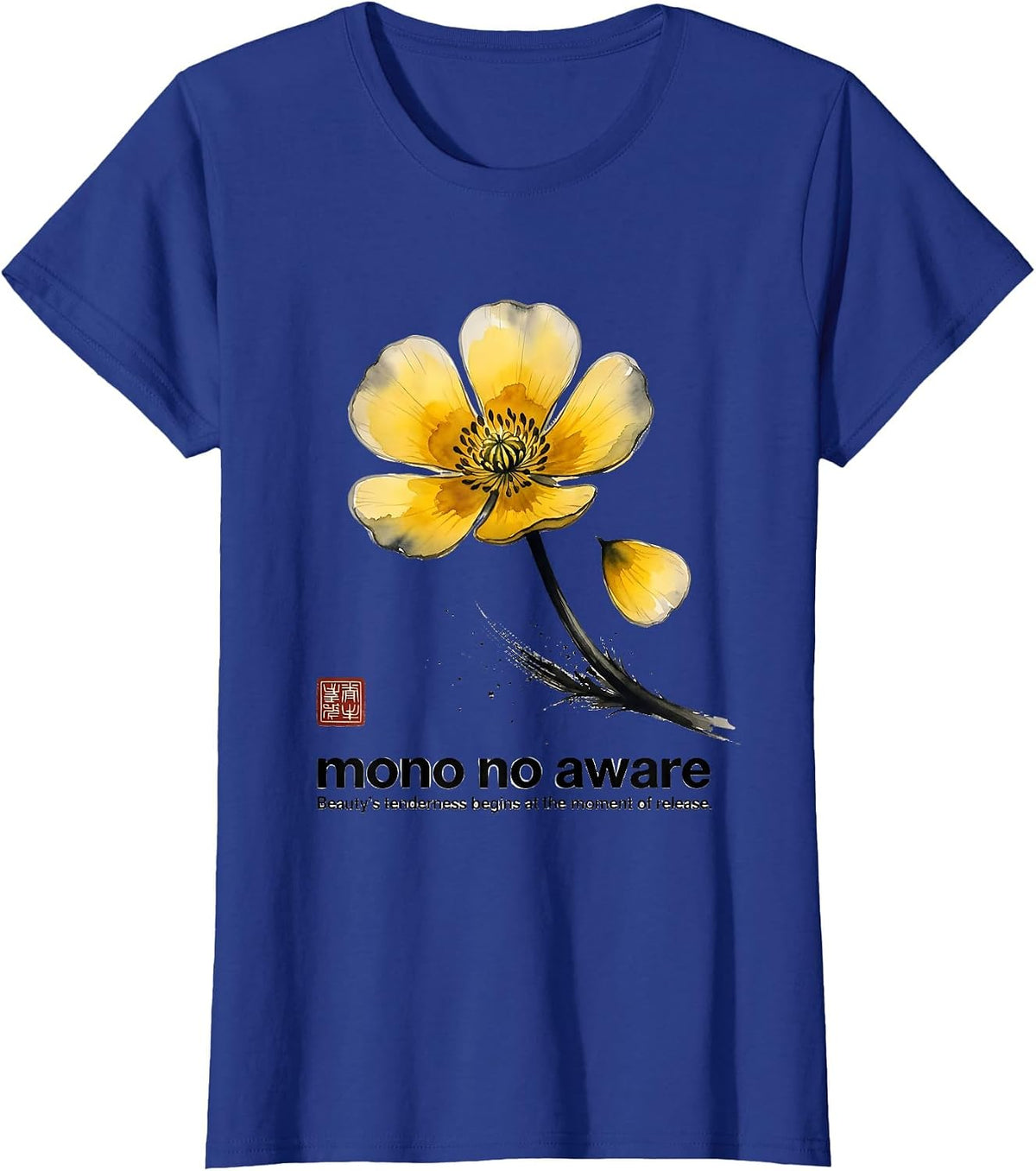 Women's mono no aware Japanese Philosophy T-Shirt - Royal Blue