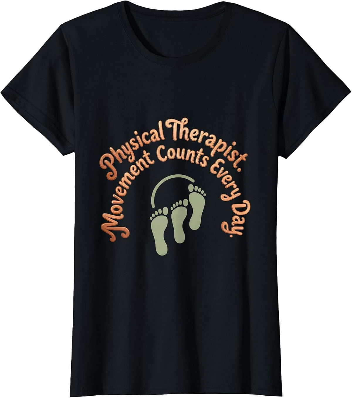 Physical Therapist. Movement Counts Every Day Groovy T-Shirt - Black