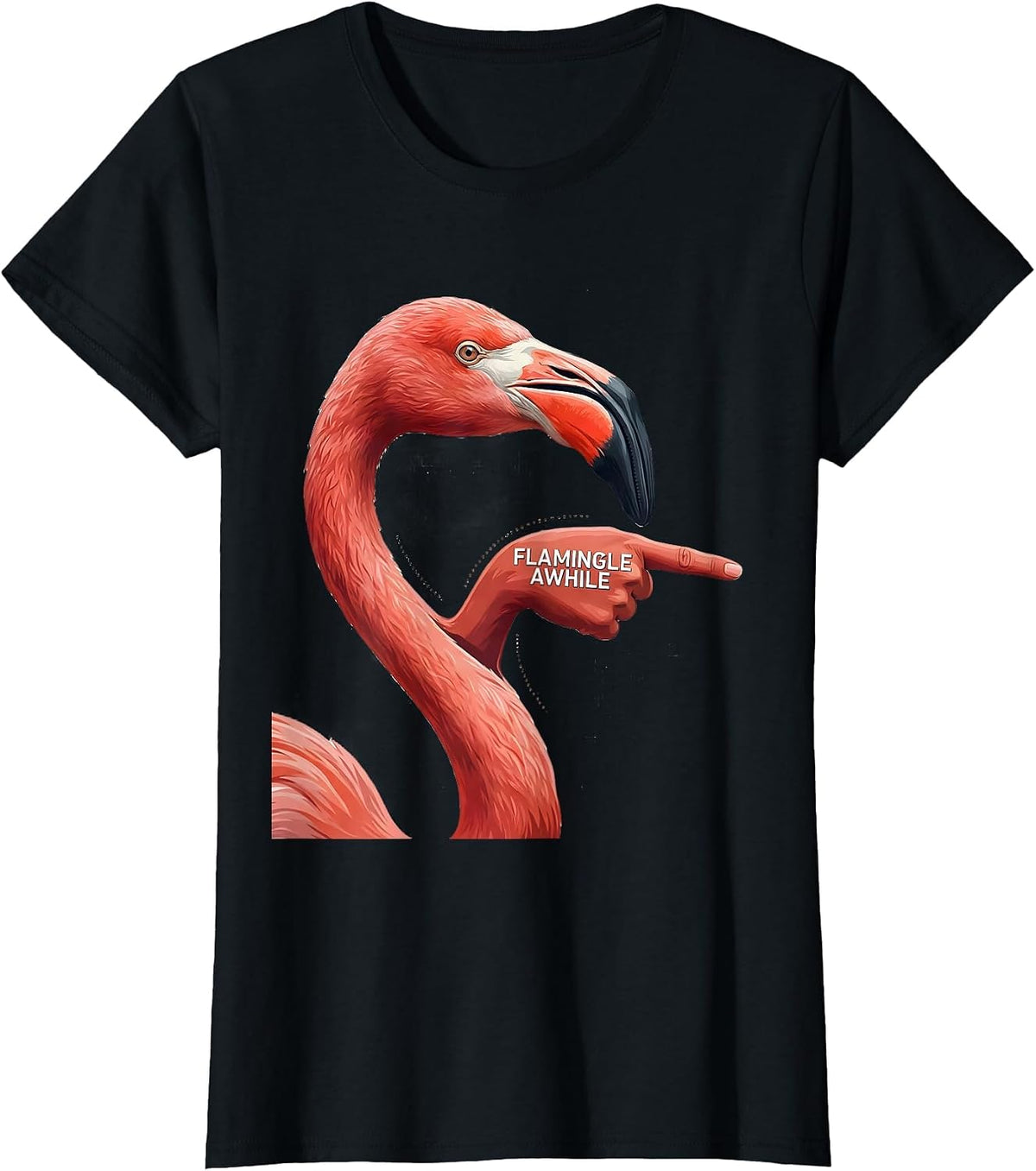 Flamingle Awhile Funny Flamingo Lover Bird Humor T-Shirt - Black