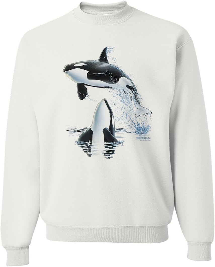 Dolphin Shirt Co Orca Whale Watching By Royce Crewneck Sweatshirt - White