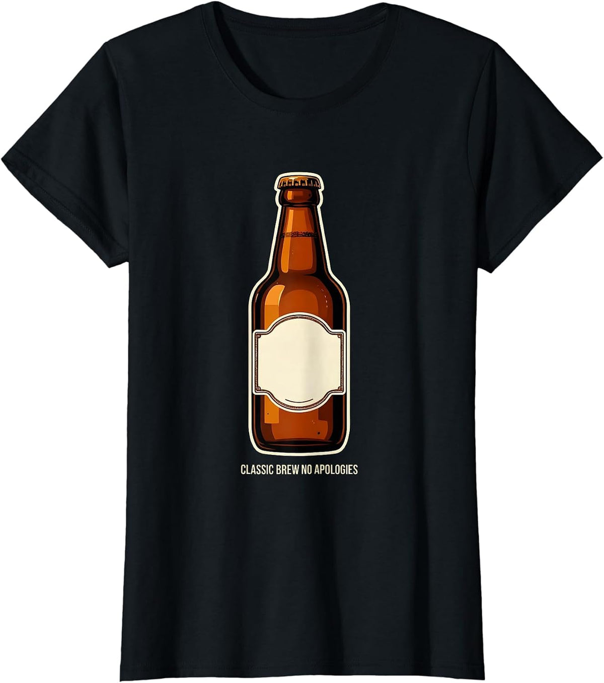 Vintage Beer Classic Brew No Apologies Design T-Shirt - Black