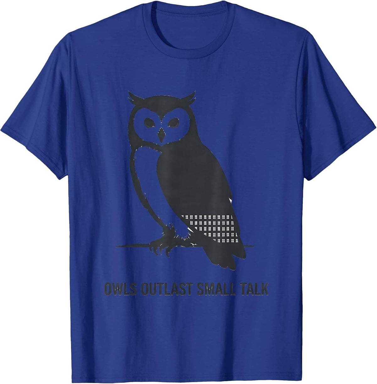 Men's Owls Outlast Small Talk Vintage Forest Wildlife Nature Retro T-Shirt - Royal Blue