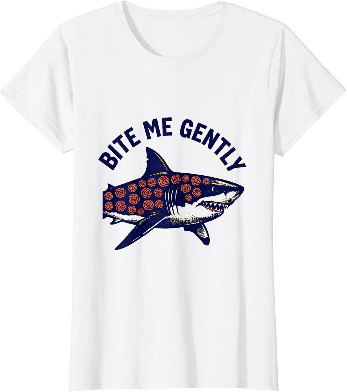 Bite Me Gently Funny Shark Lover Ocean Wildlife Humor T-Shirt - White