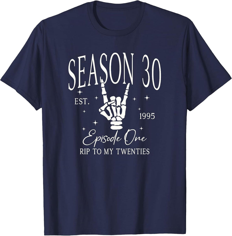 30th for Women 1995 Funny RIP 20s Death to My 20s Dirty 30 T-Shirt - Navy Blue