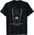 Funny Mens Cross Country Skiing, Boy Skier T-Shirt, Men, Black, Small - As Pictured