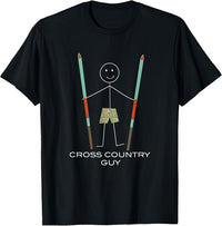 Funny Mens Cross Country Skiing, Boy Skier T-Shirt, Men, Black, Small - As Pictured