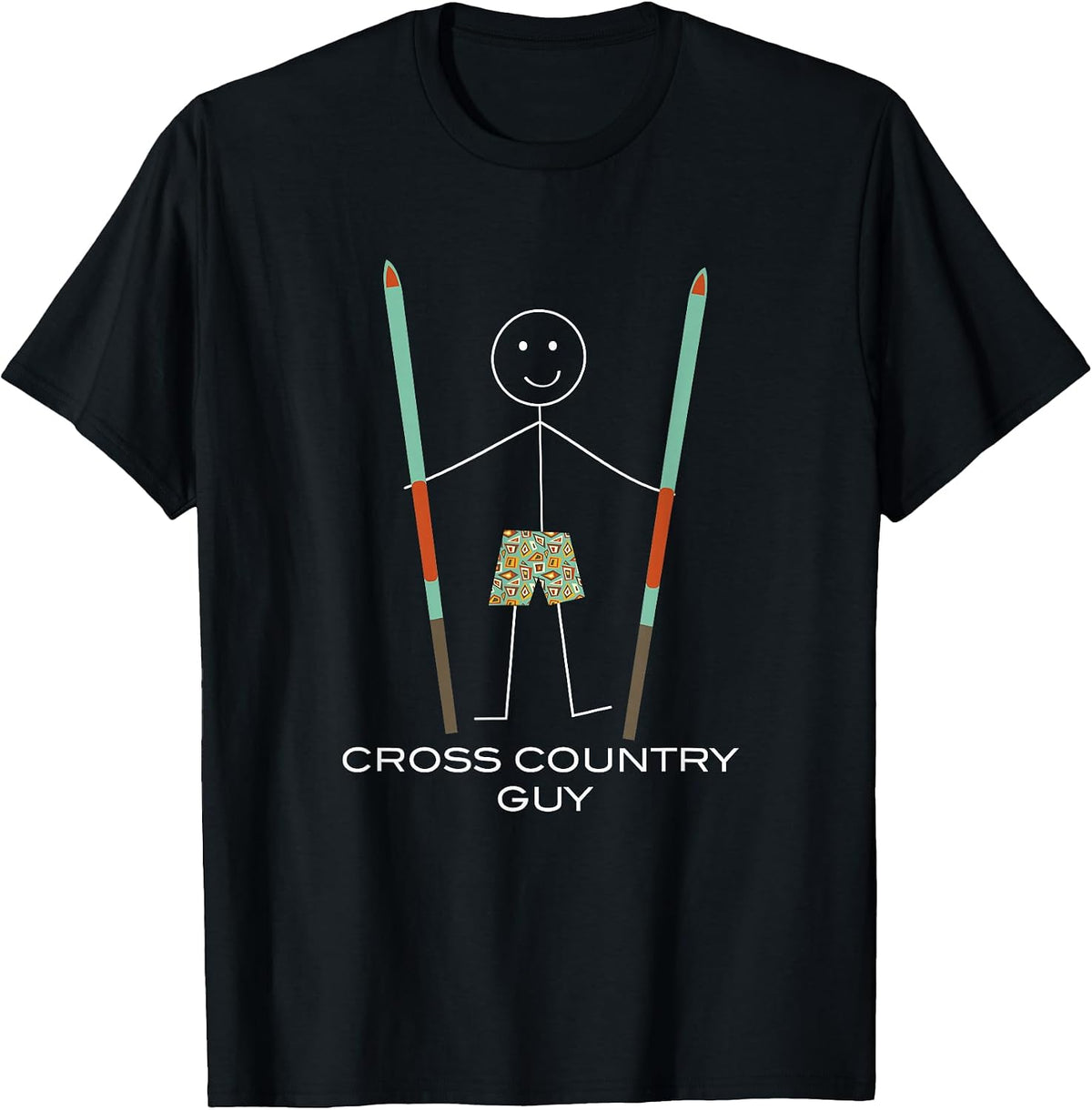 Funny Mens Cross Country Skiing, Boy Skier T-Shirt, Men, Black, Small - As Pictured