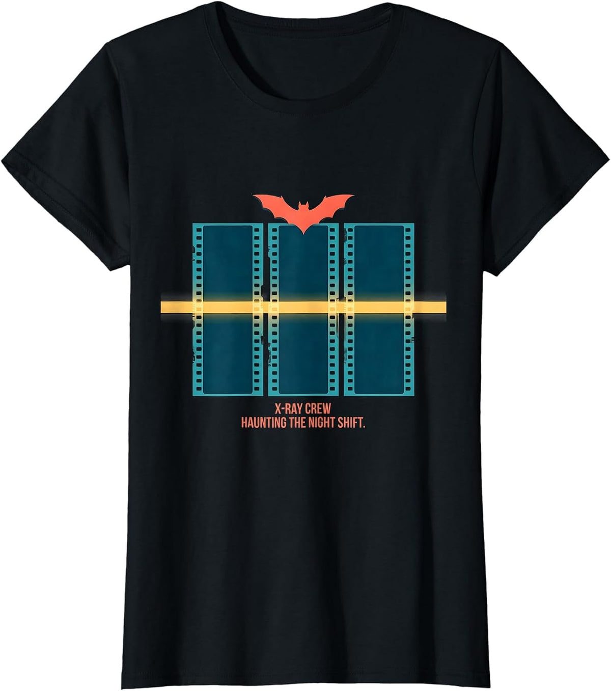 Women's X-Ray Crew Haunting The Night Shift Funny Radiology Tech T-Shirt - Black