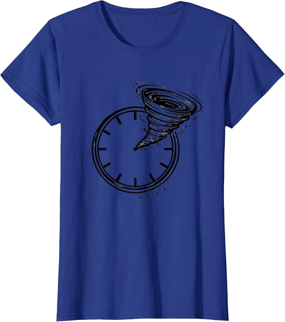 Women's Tornado Clock Line Art Storm Chaser Weather Enthusiast T-Shirt - Royal Blue