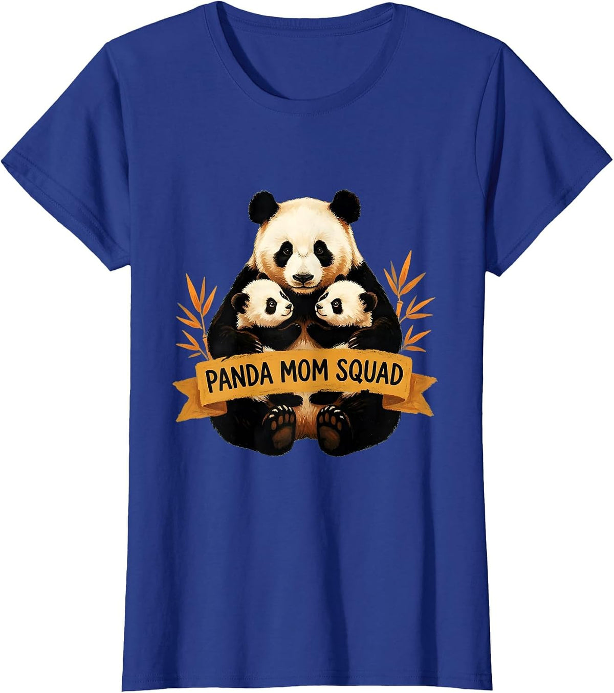 Women's Panda Mom Squad Cute Bear Lover Design T-Shirt - Royal Blue
