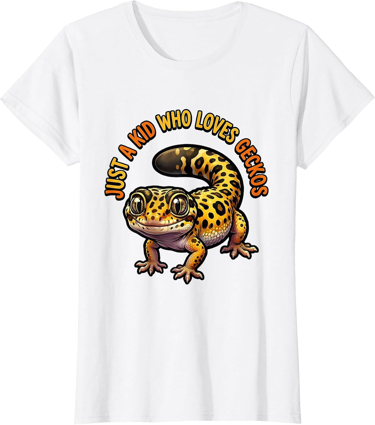 Just A Kid Who Loves Geckos Funny Reptile Leopard Gecko T-Shirt - White
