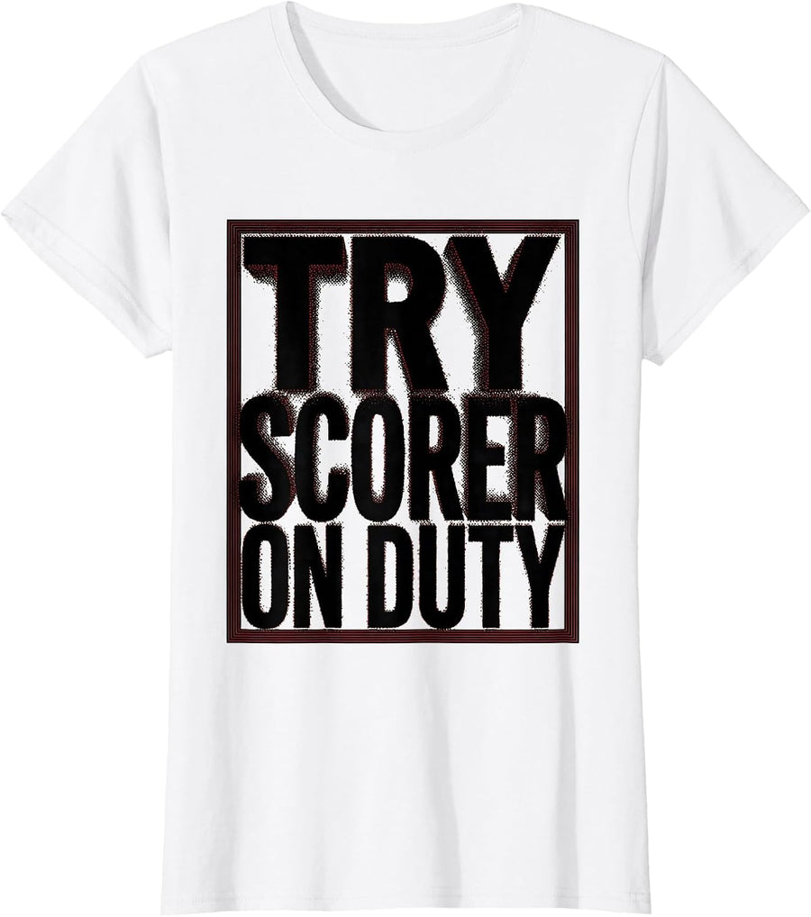 Women's Try Scorer On Duty Rugby Graphic Design T-Shirt - White