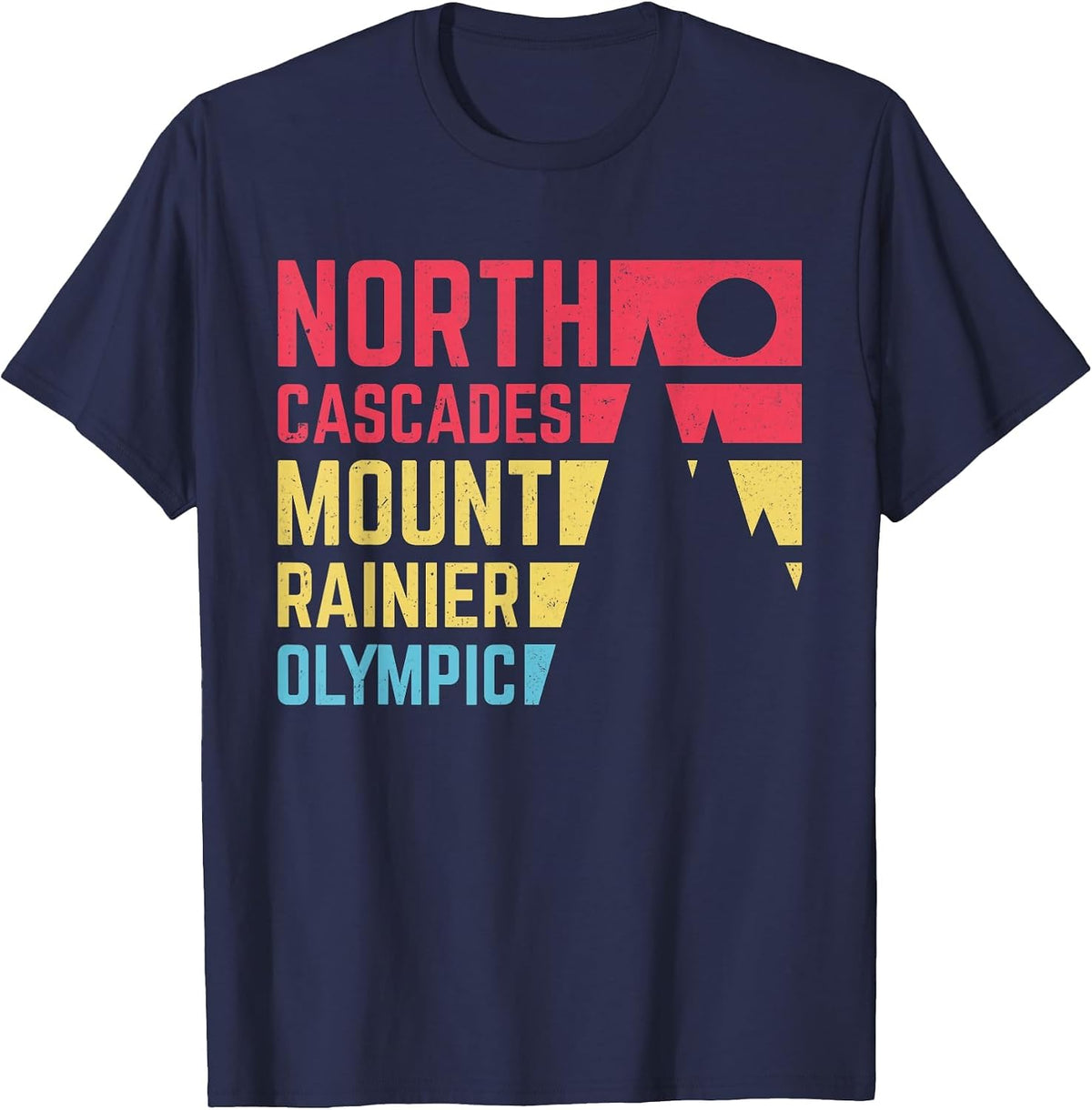 Vintage North Cascades Mount Rainier Olympic National Park T-Shirt - Navy Blue