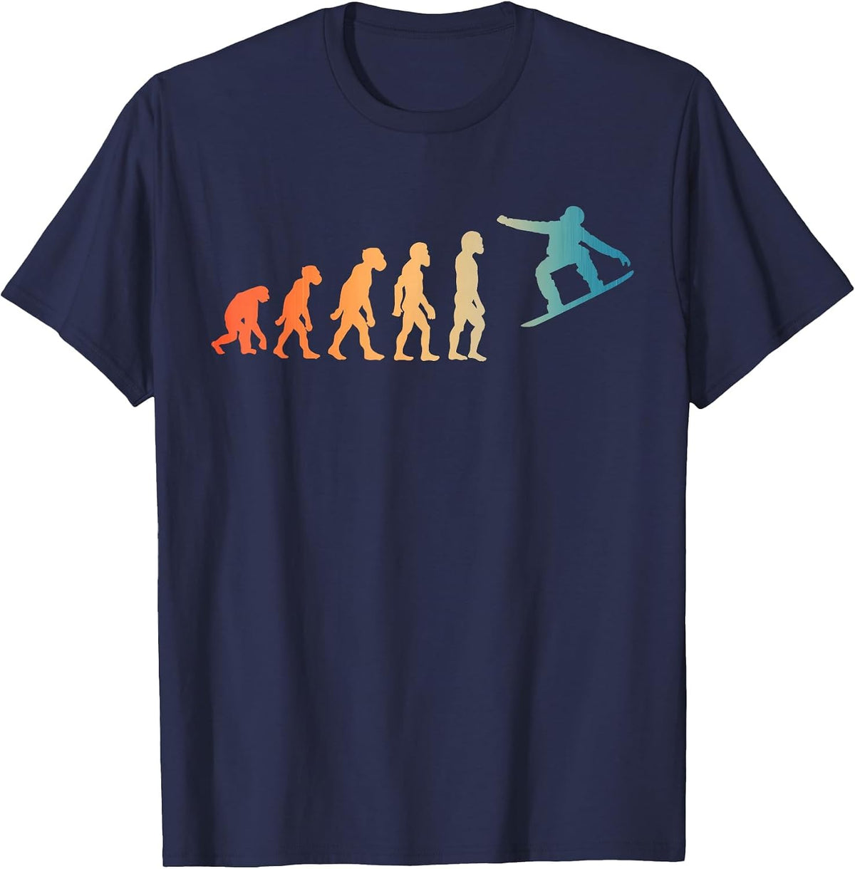 Funny Human Snowboarding Evolution Snowboarder Women Men T-Shirt - Navy Blue