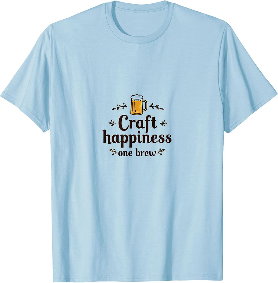Craft Happiness One Brew Beer Lover Design T-Shirt - Baby Blue