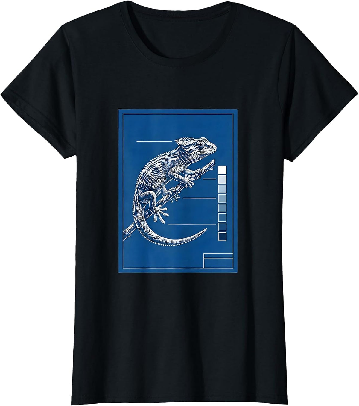Women's Crested Gecko Technical Blueprint Reptile Keeper Humor T-Shirt - Black