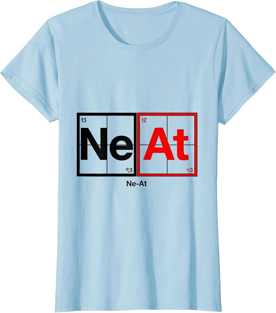 Women's Ne-At Geometric Chemistry Nerd Humor Science Enthusiast T-Shirt - Baby Blue