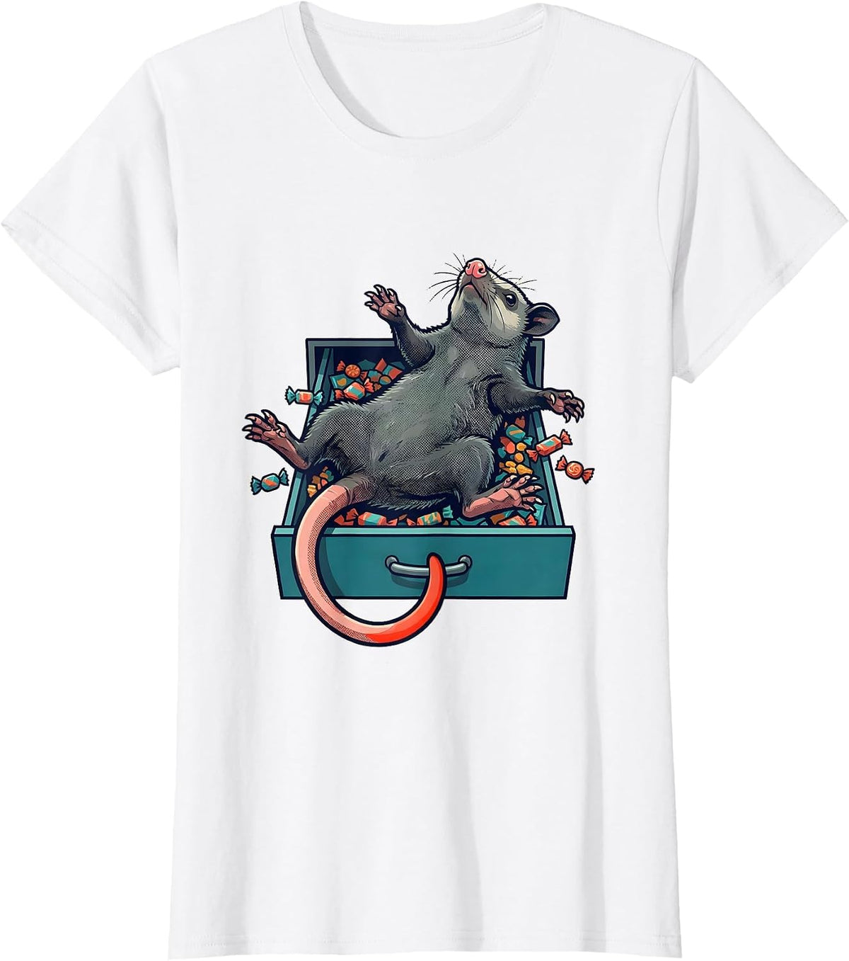 Limp Opossum Snack Drawer Funny Animal Meme T-Shirt - White