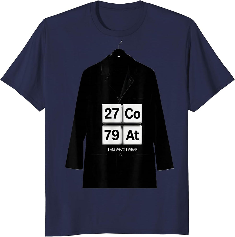 CoAt Funny Chemistry Lab Coat Science Teacher Gift T-Shirt - Navy Blue