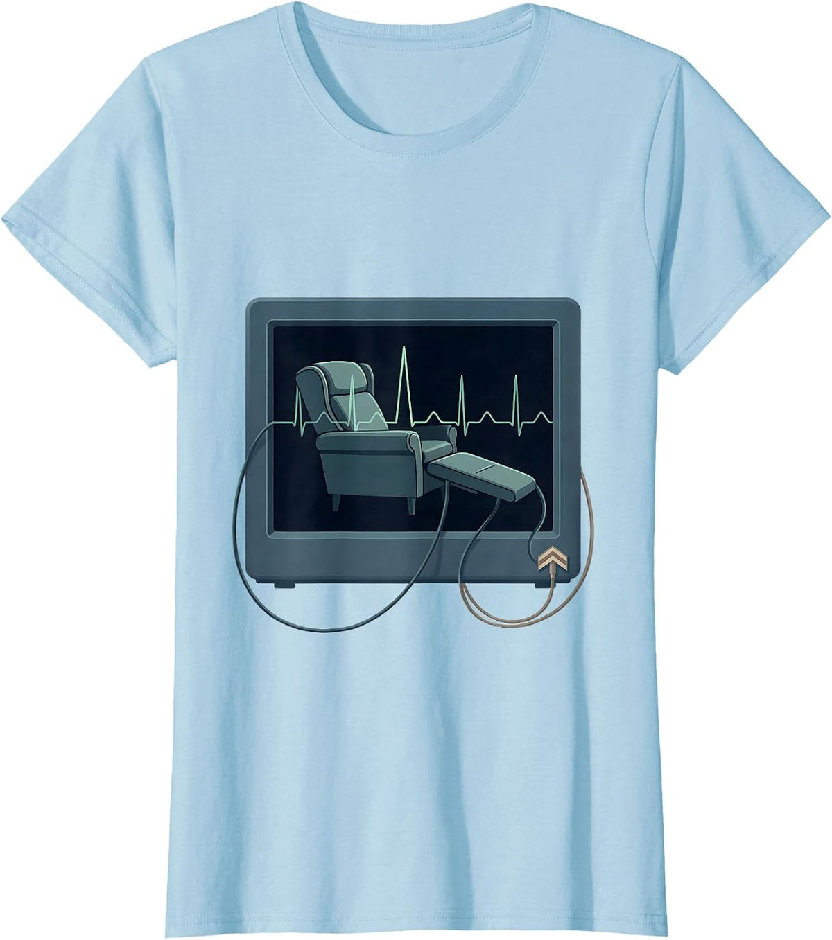 Women's Cardiac Monitor Chair EMS Paramedic Humor T-Shirt - Baby Blue