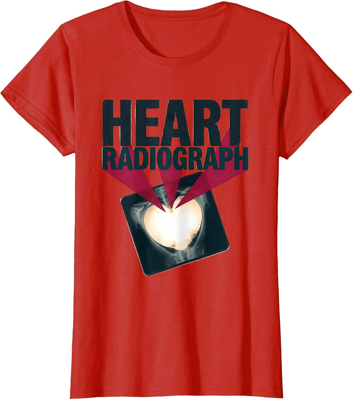 Heart Radiograph Funny Radiology Tech Valentine Skeleton T-Shirt - Red