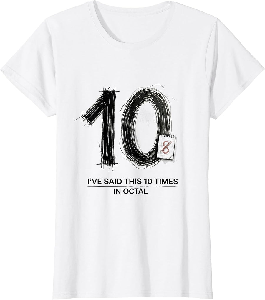 Women's I've Said This 10 Times (In Octal) Funny Math Teacher T-Shirt - White