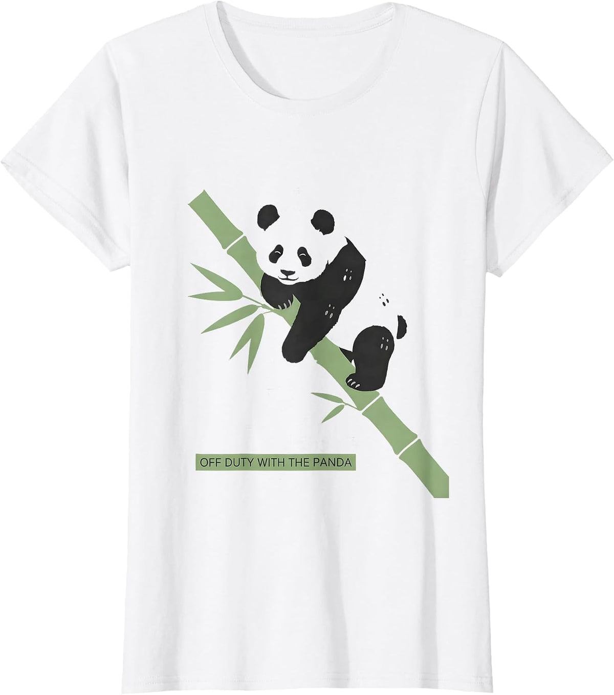 Women's Off Duty With The Panda Funny Sleepy Animal Pajama Portrait T-Shirt - White