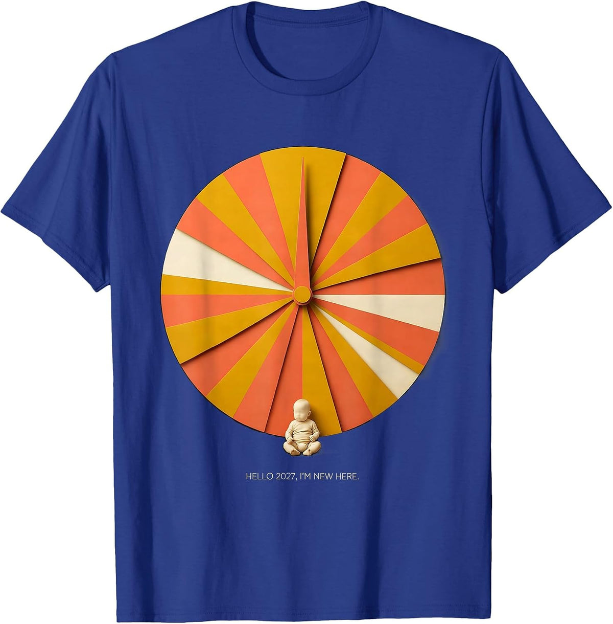 Men's Hello 2027 I'm New Here Midcentury Modern Baby Milestone T-Shirt - Royal Blue