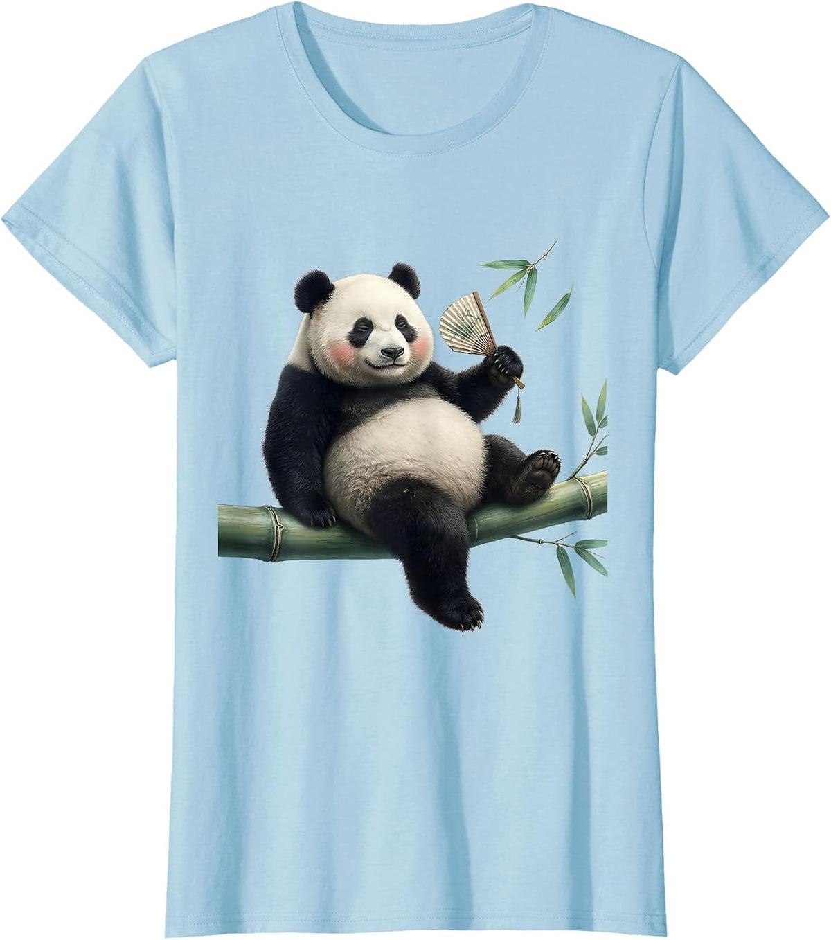 Panda Draped Over Bamboo Cute Kawaii Animal Lover Gift T-Shirt - Baby Blue