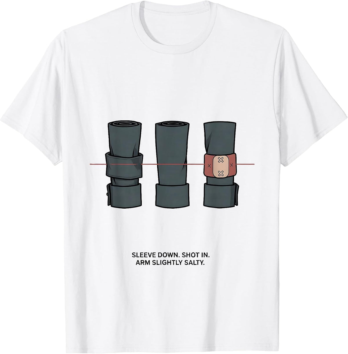 Men's Sleeve Down Shot In Arm Slightly Salty Funny Nurse T-Shirt - White