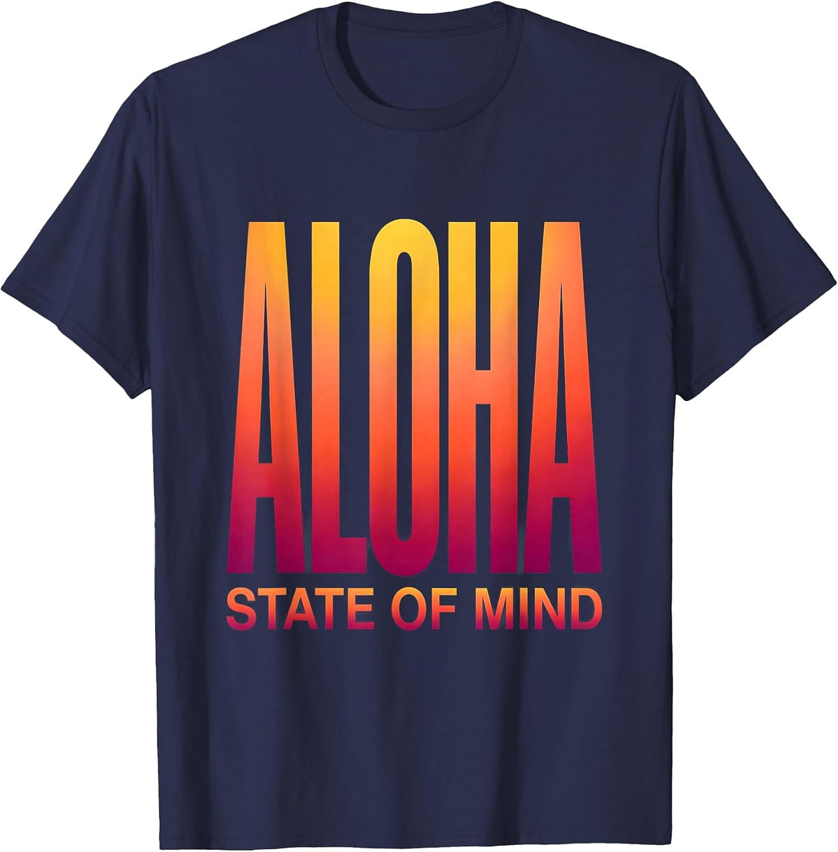 Aloha State of Mind Hawaii Graphic Design T-Shirt - Navy Blue
