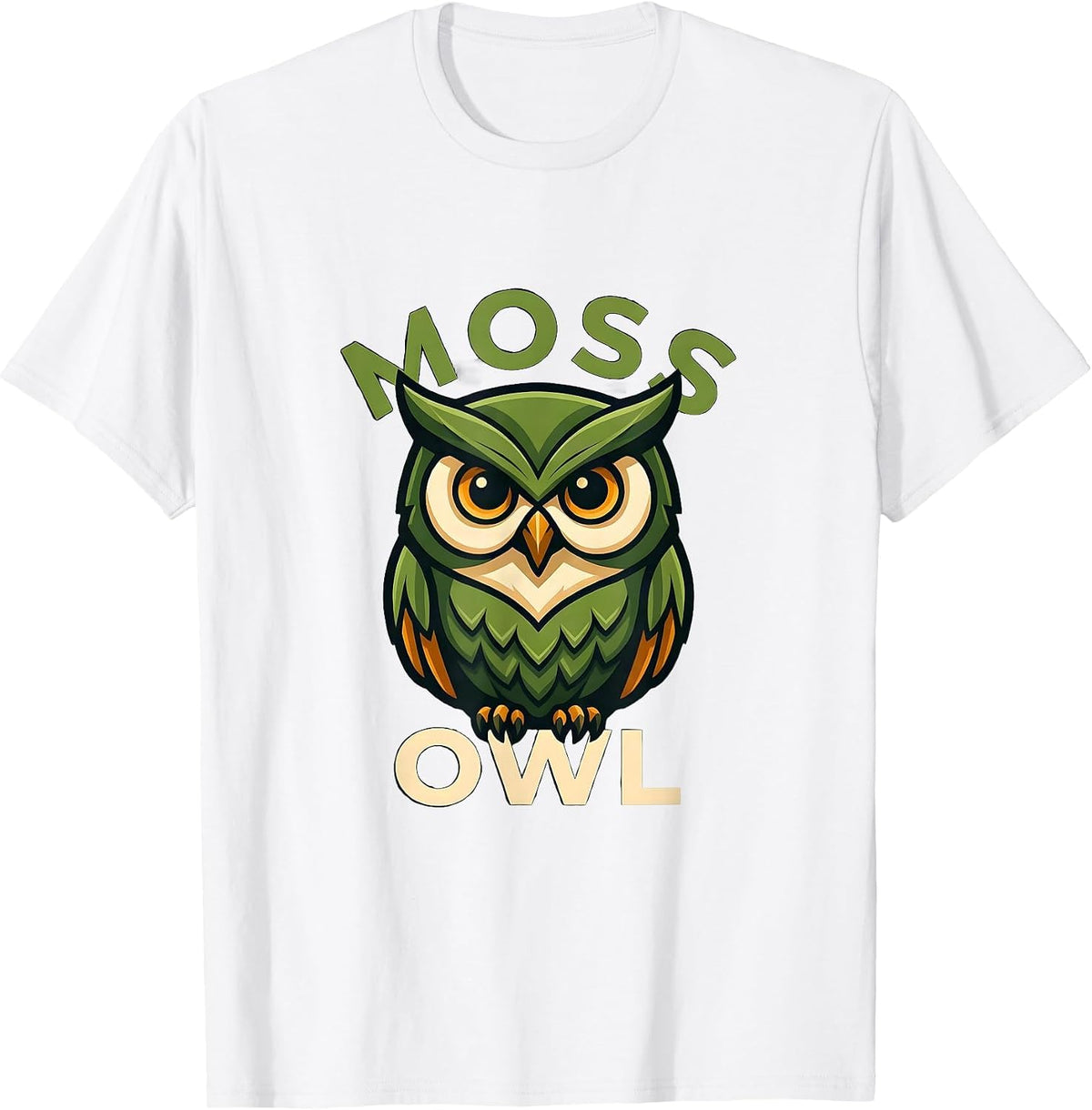 Men's Moss Owl Mascot Logo Cool Graphic Tee Men Women S-6XL T-Shirt - White