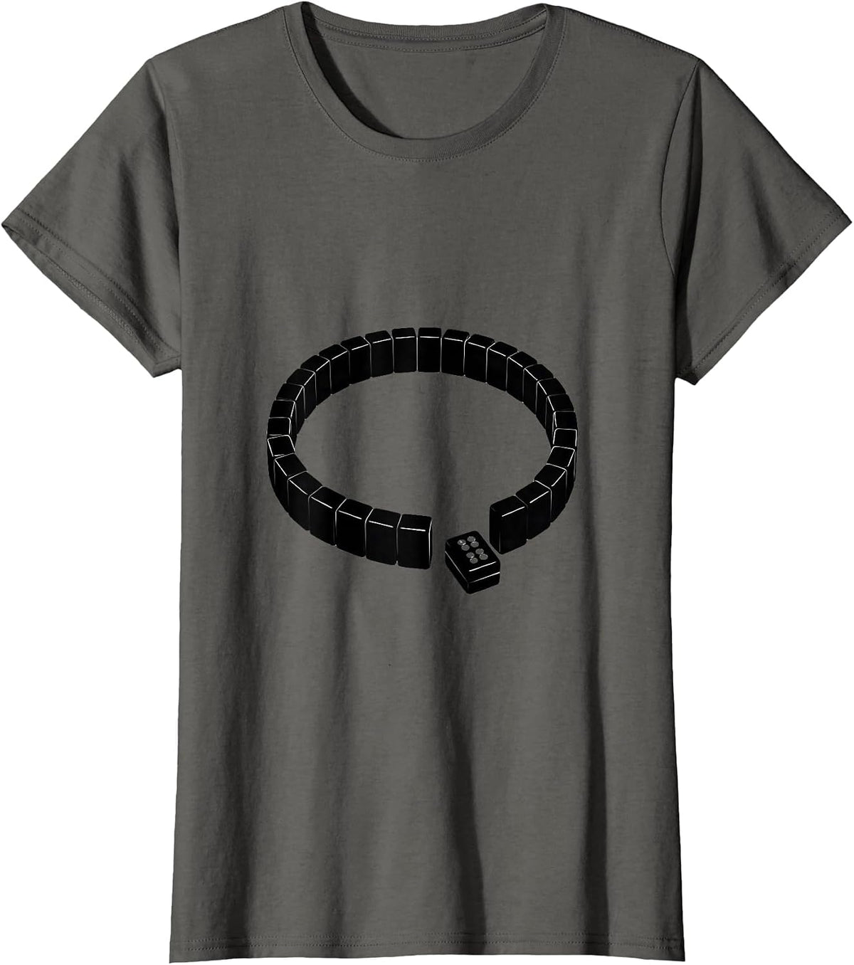 Women's Mahjong Tile Loop Minimalist Mahjong Player Gift T-Shirt - Asphalt Grey