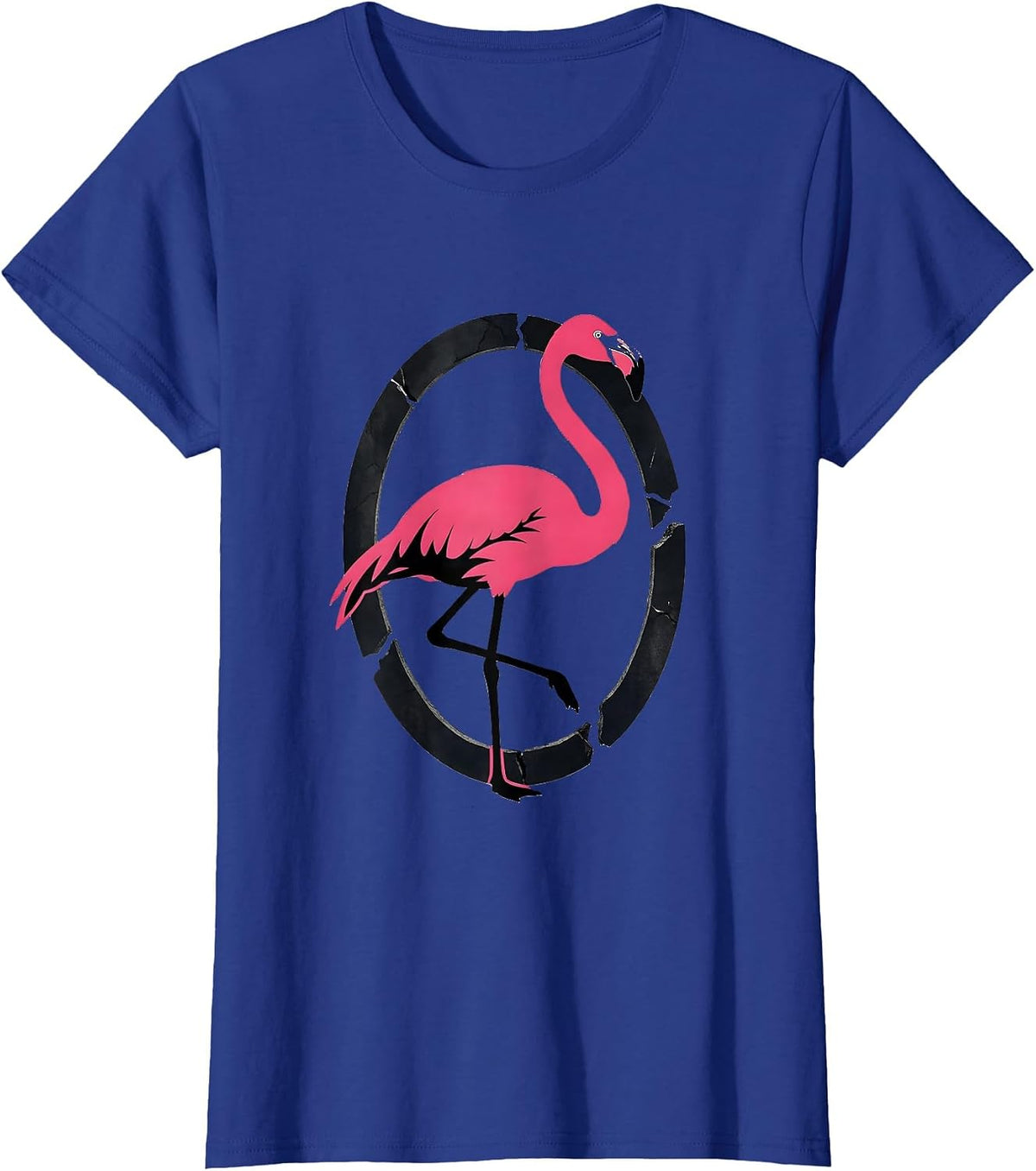 Women's Pink Flamingo Silhouette Novelty Humor Gift T-Shirt - Royal Blue