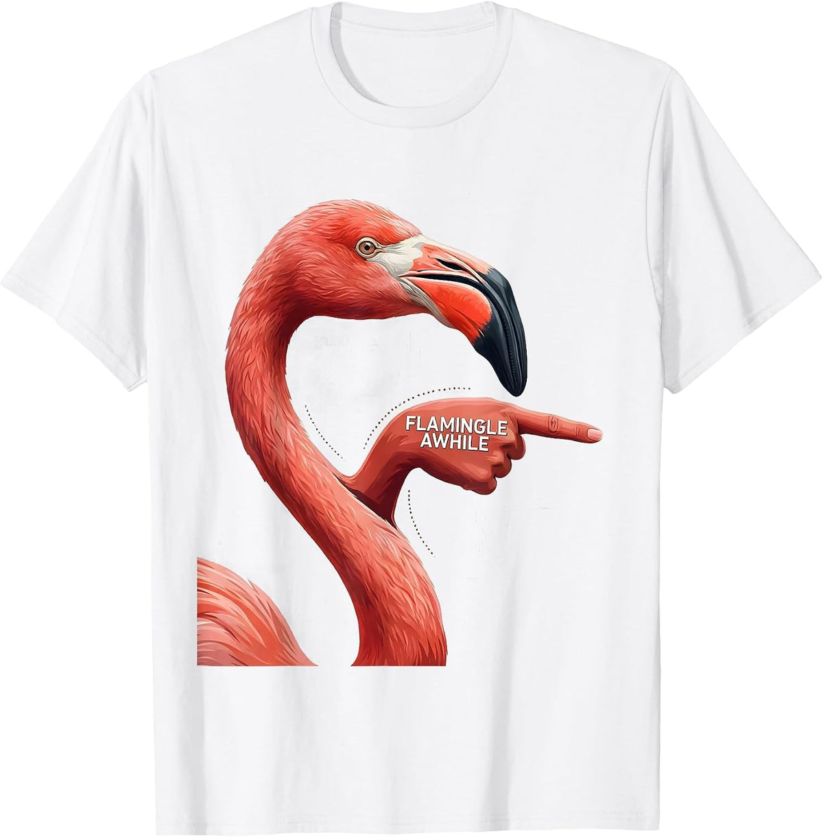 Flamingle Awhile Funny Flamingo Lover Bird Humor T-Shirt - White