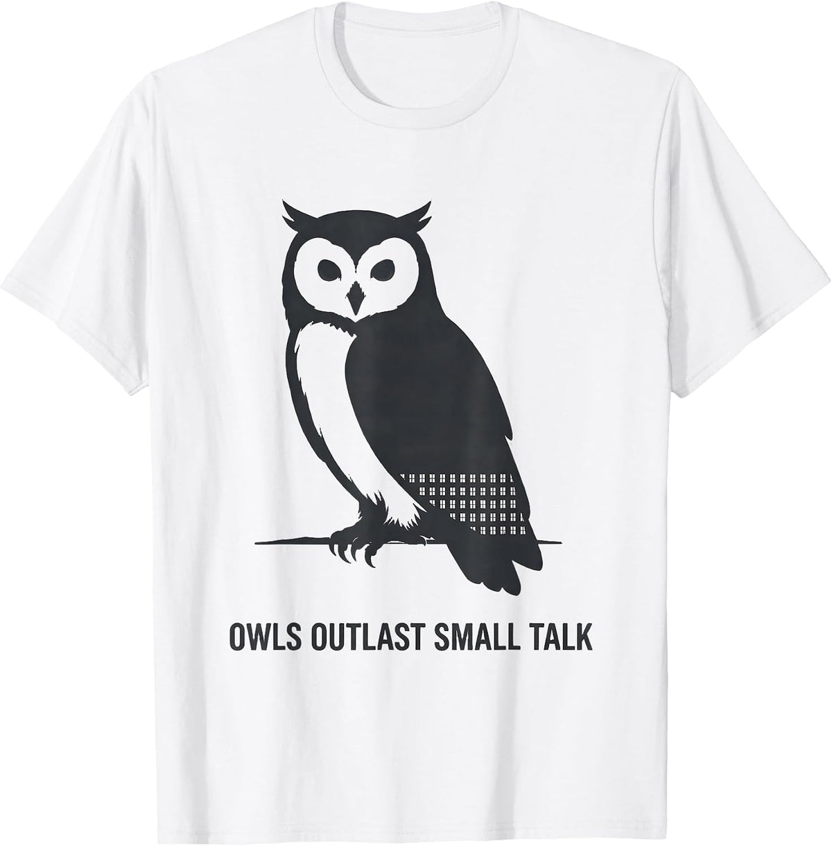 Men's Owls Outlast Small Talk Vintage Forest Wildlife Nature Retro T-Shirt - White