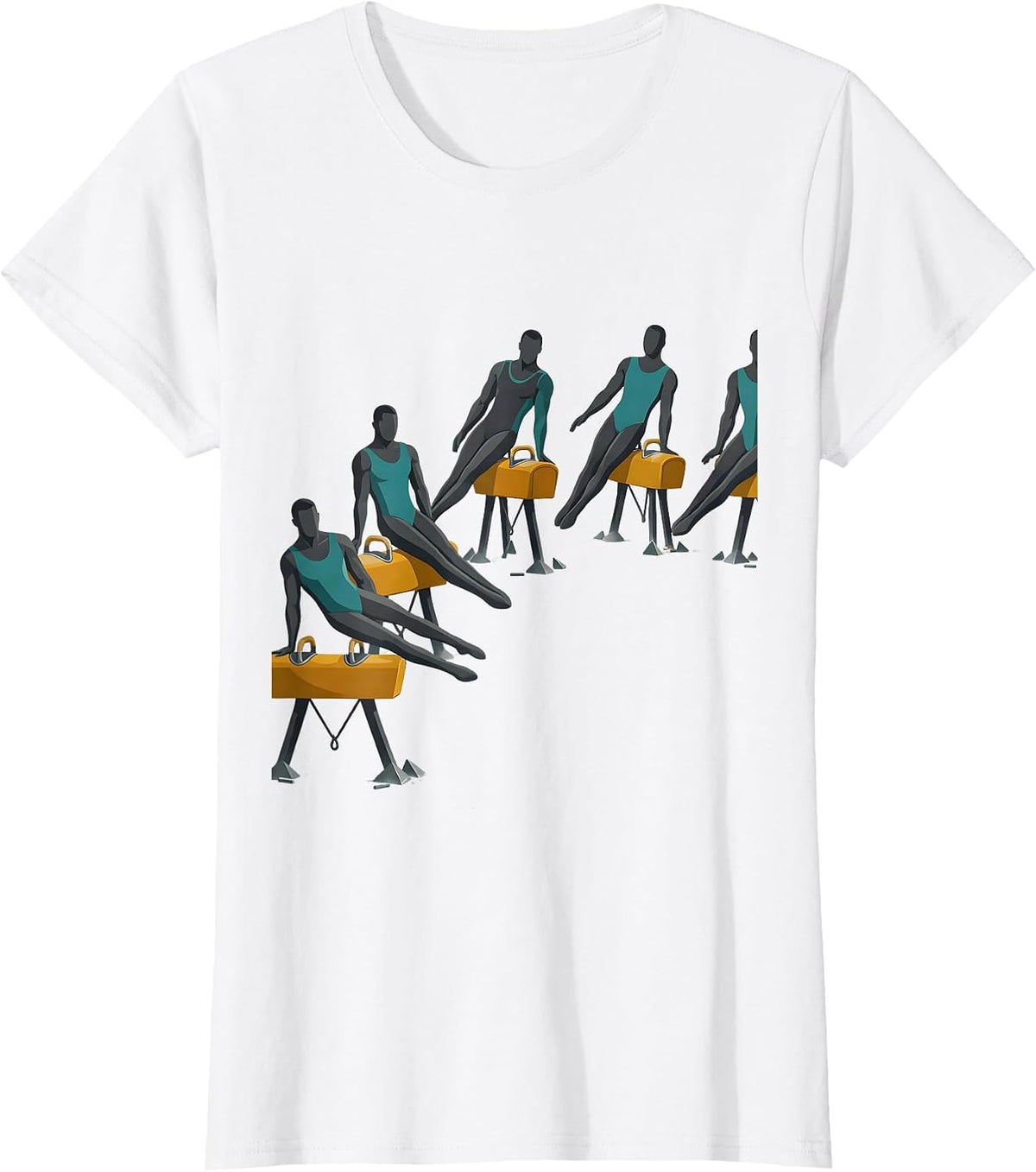 Gymnast Silhouettes Midcentury Modern Funny Gymnastics Gift T-Shirt - White