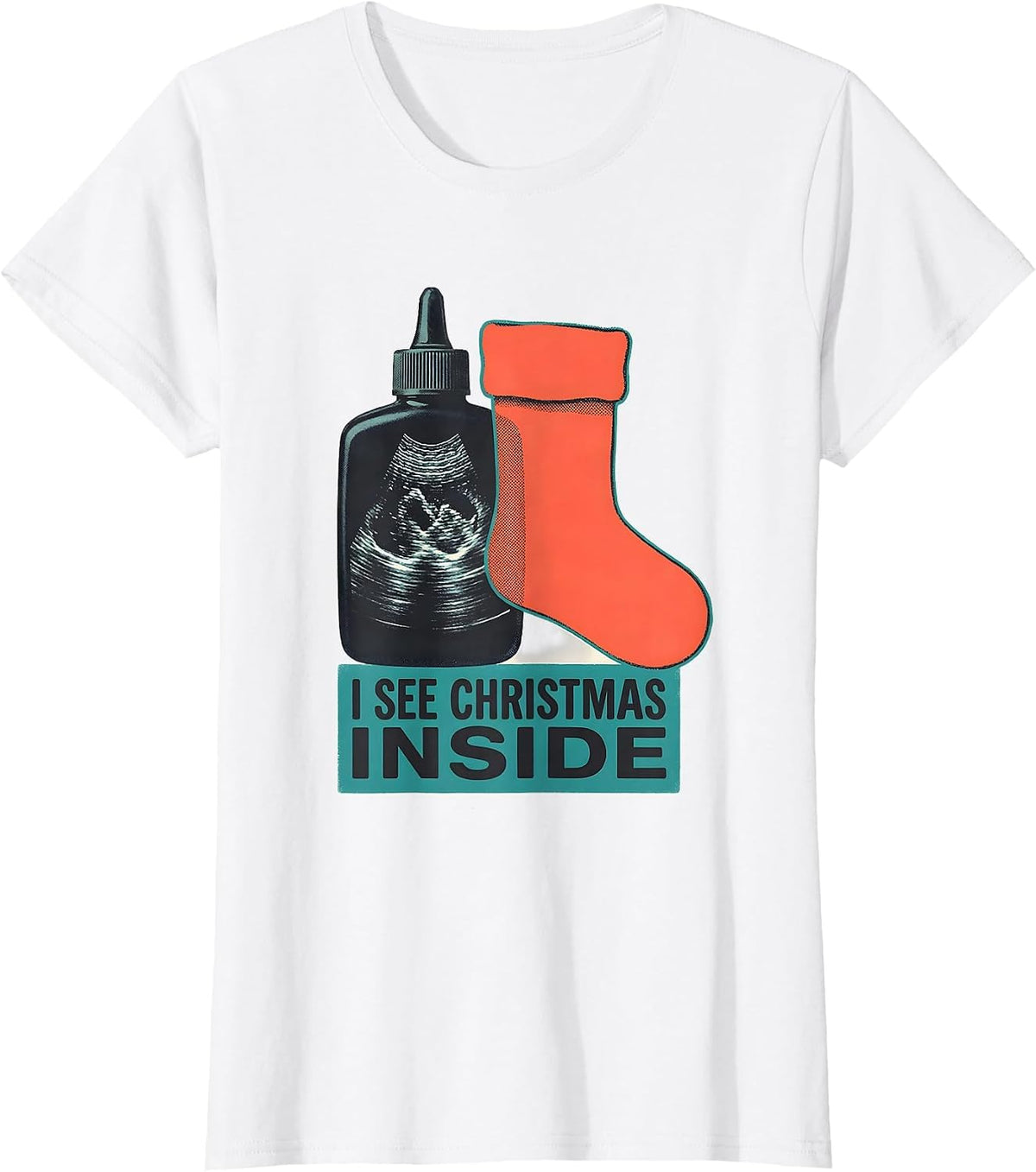 Women's I See Christmas Inside Midcentury Modern Sonographer T-Shirt - White