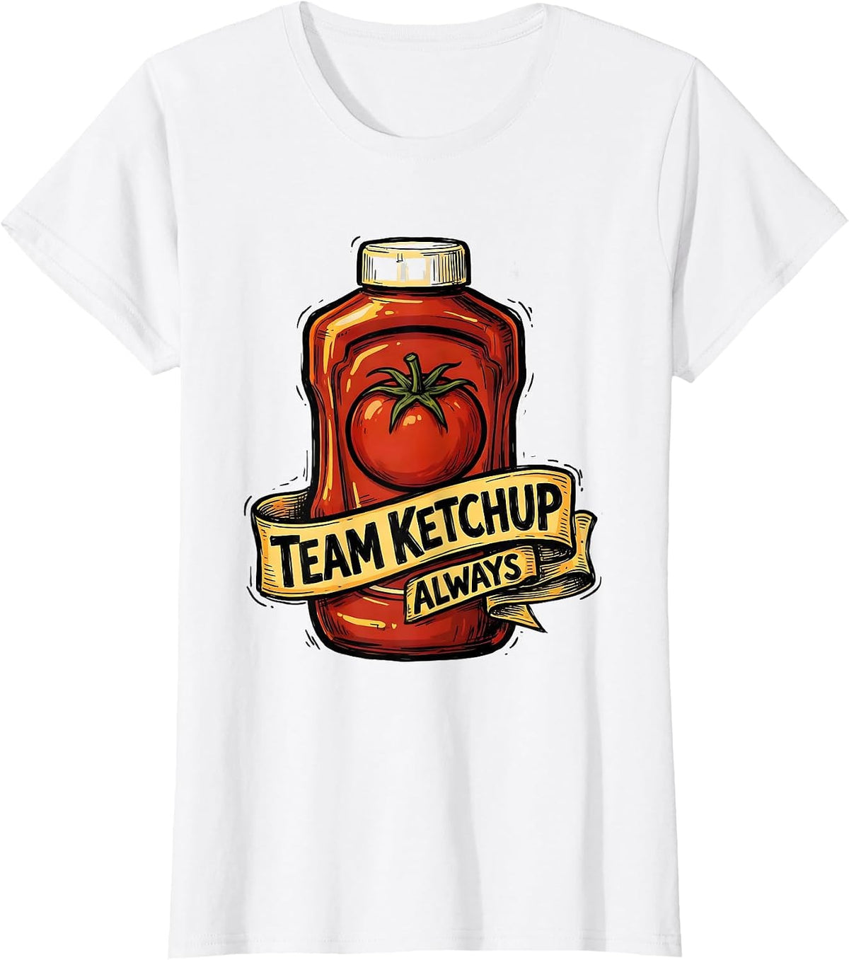Team Ketchup Always Condiment Lover Design T-Shirt - White
