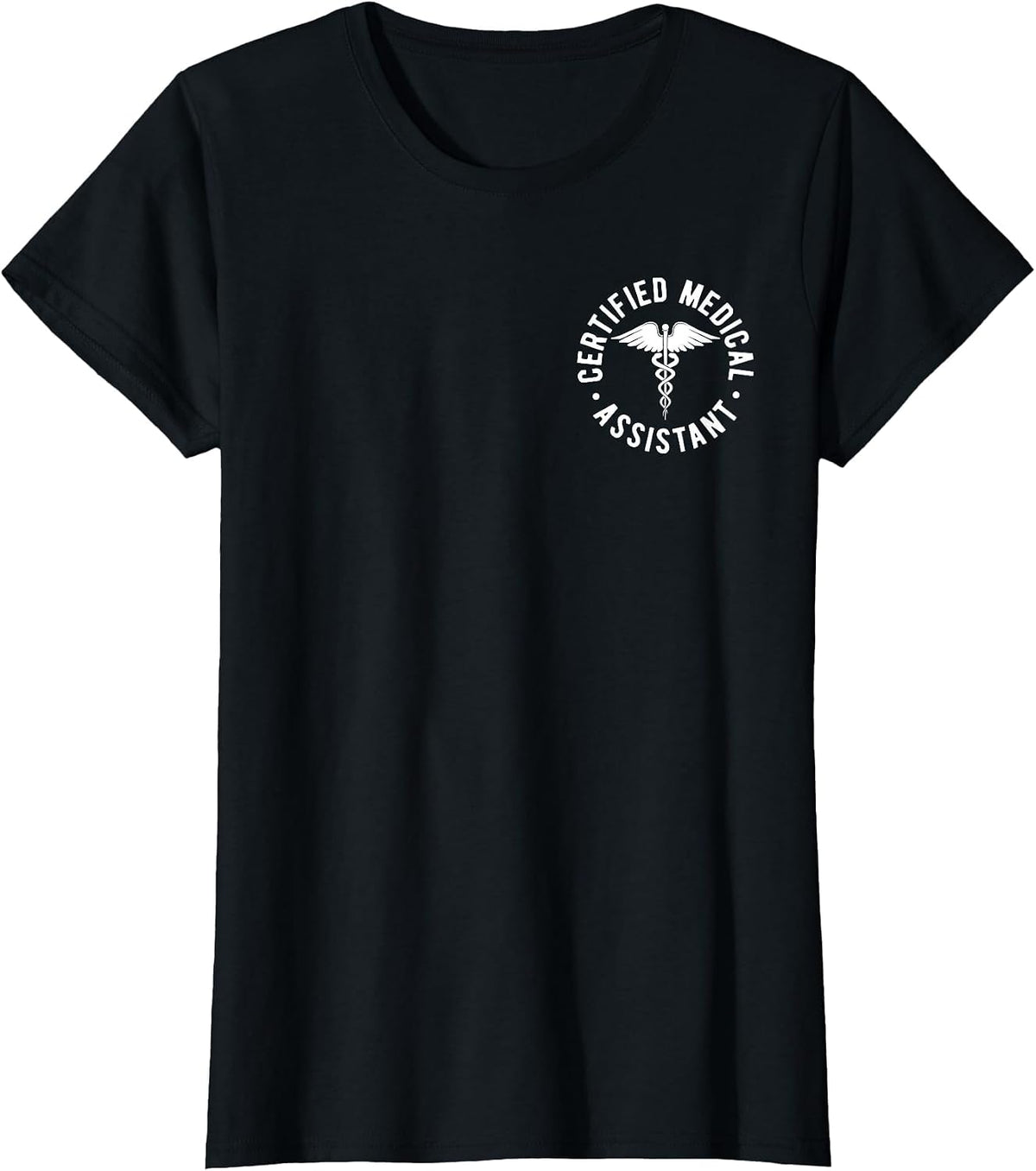 CMA Certified Medical Assistant Medical Caduceus Symbol T-Shirt - Black