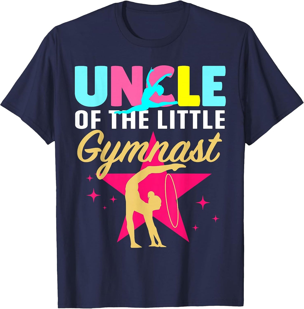 Uncle Little Gymnast Girl Birthday Gymnastics Themed Party T-Shirt - Navy Blue