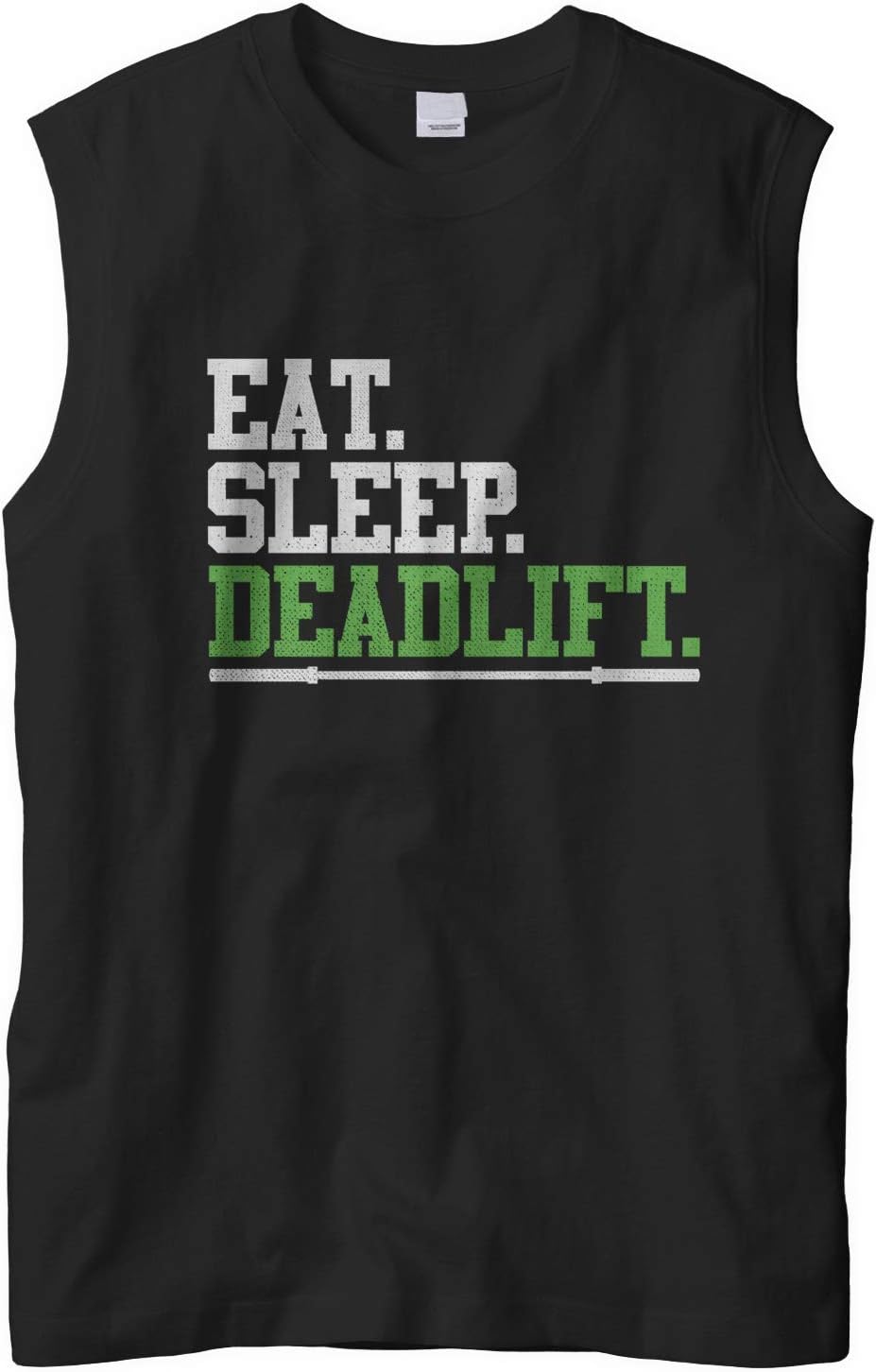 Men's Eat Sleep Deadlift, Funny Workout Gym Sleeveless Muscle T-Shirt - Black