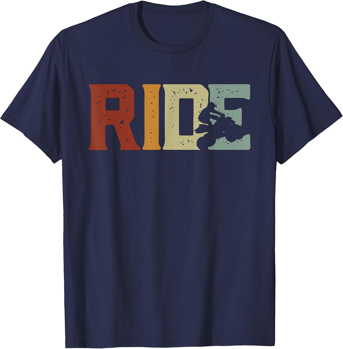 Quad Men Boys Women Quadrider ATV Four Wheeler Mud Dirt T-Shirt - Navy Blue