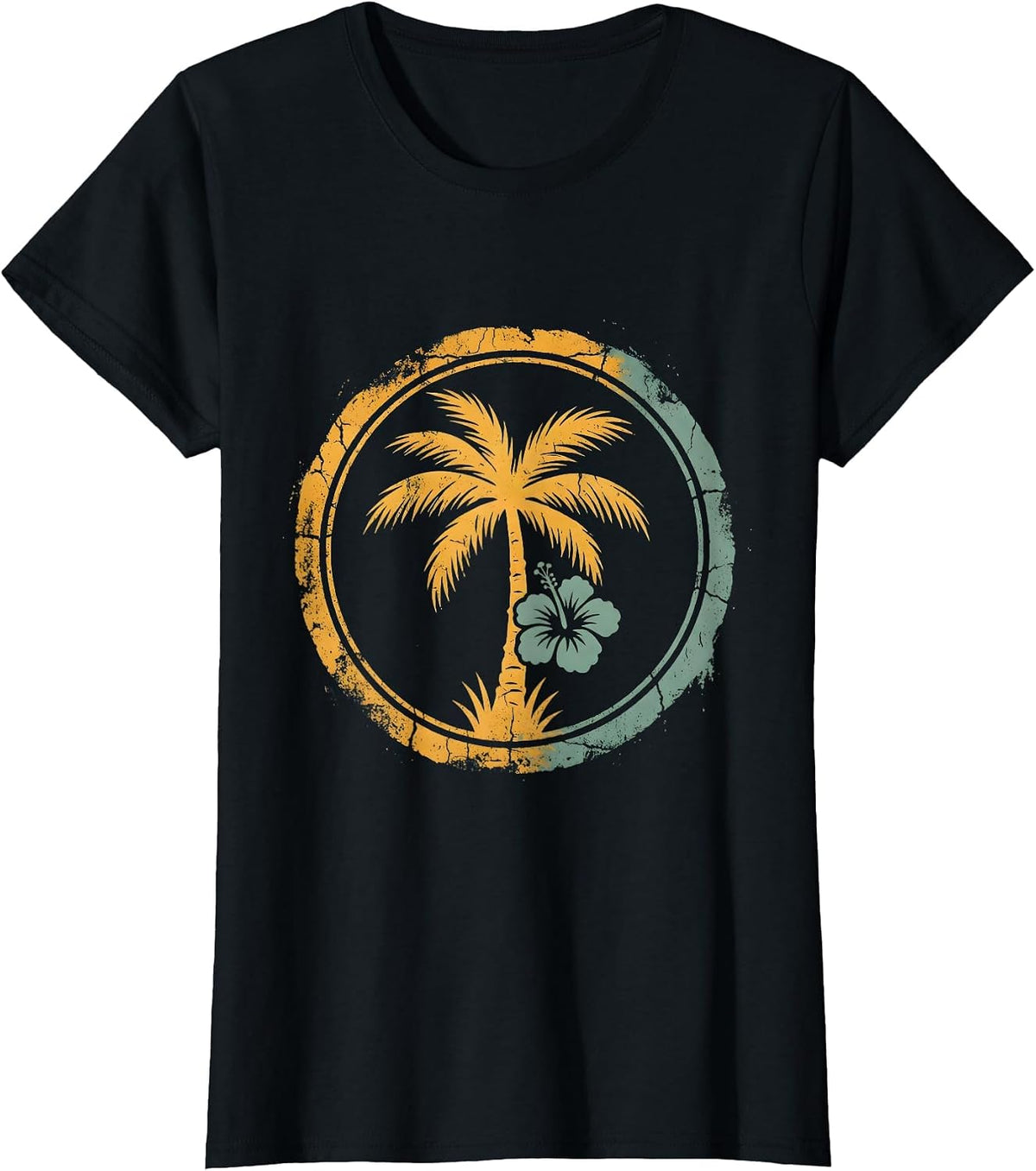Aloha Surfer Riding Massive Curling Wave Art T-Shirt - Black