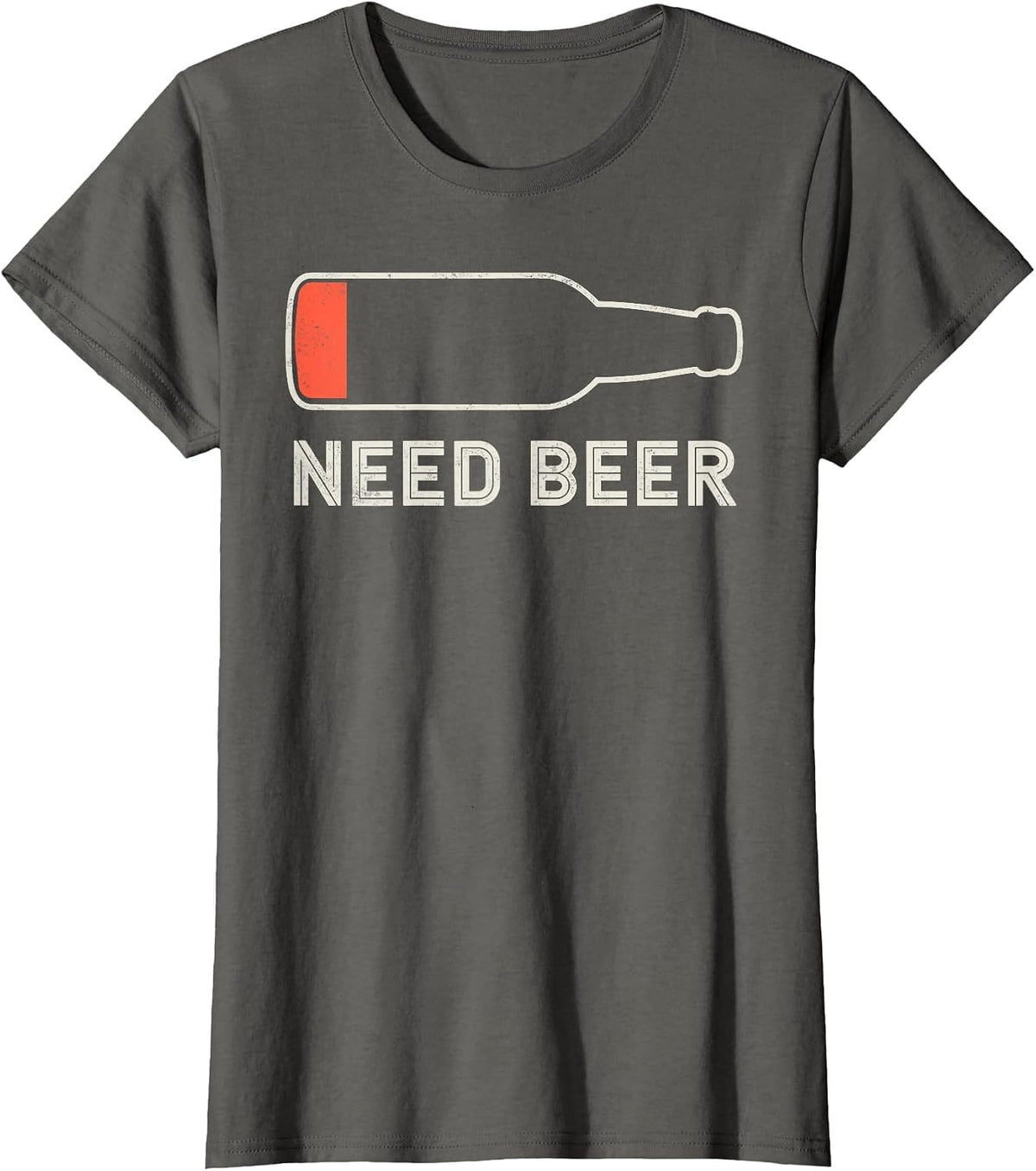 Need Beer Funny Low Battery Joke Tee Party Drinking Team T-Shirt - Asphalt Grey